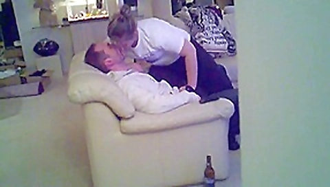 Cuckold hot wife blowjob and handjob teasing hubby